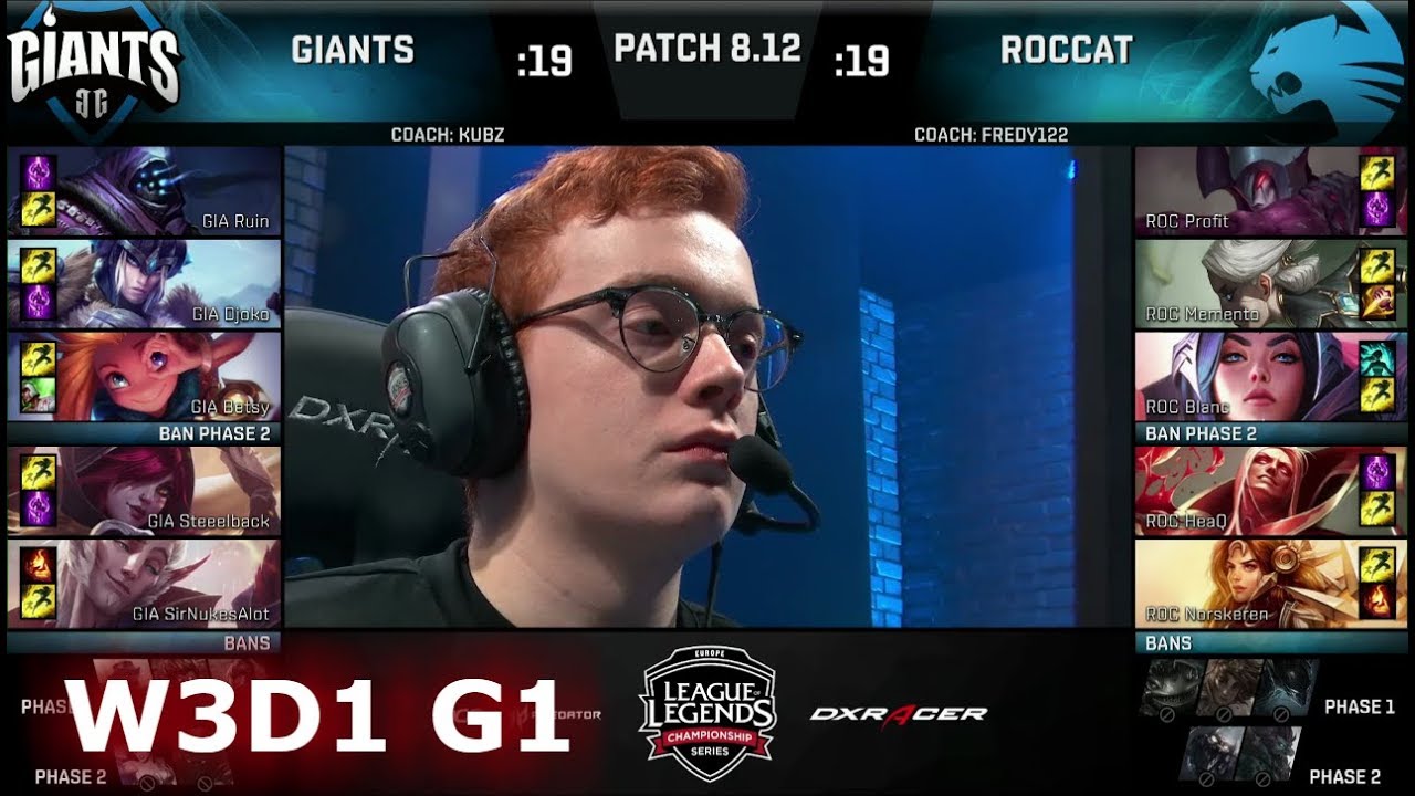 Giants Gaming vs ROCCAT | Week 3 Day 1 S8 EU LCS Summer 2018 | GIA vs ROC W3D1