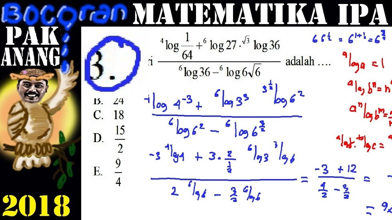 Pembahasan Bocoran Pak Anang Un Matematika Ipa Sma 2018 No 3