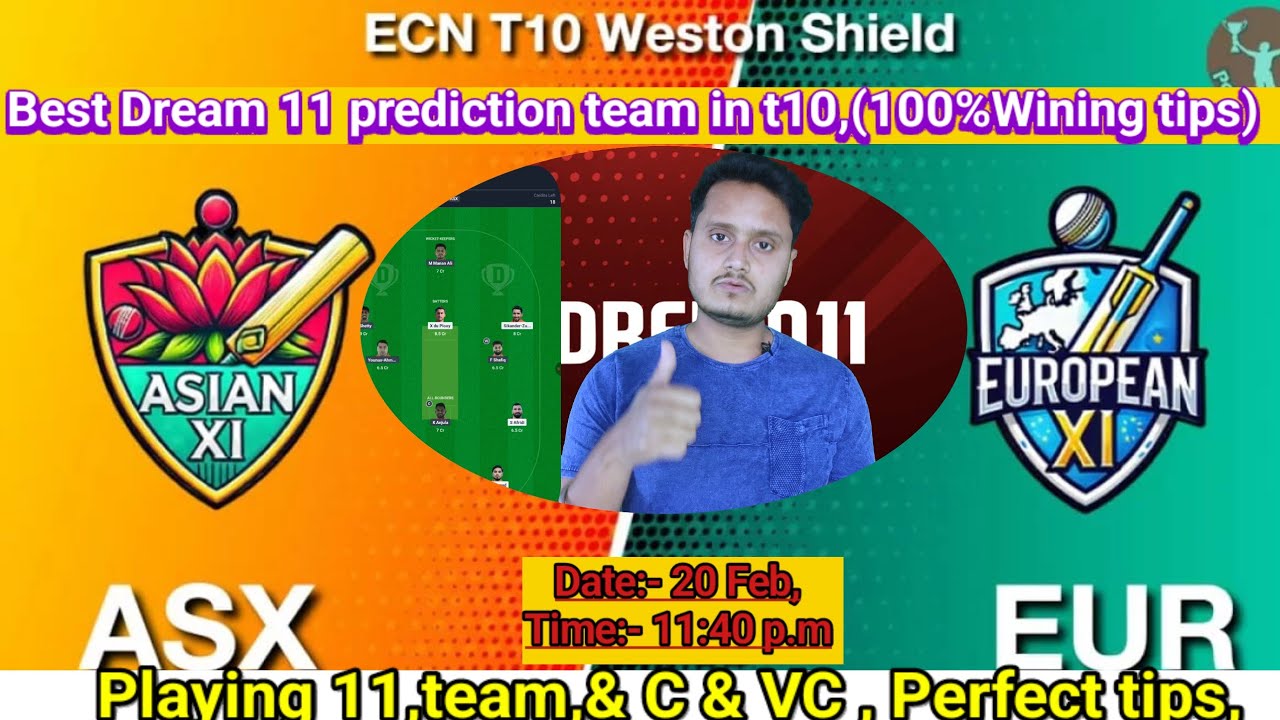 ASX vs EUR | Today t10 2nd match | Fantasy Team t10 | Dream 11 prediction | Asian XI vs European XI#