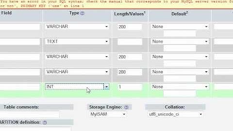phpMyAdmin basic tutorial on creating Databases and Tables in MySQL