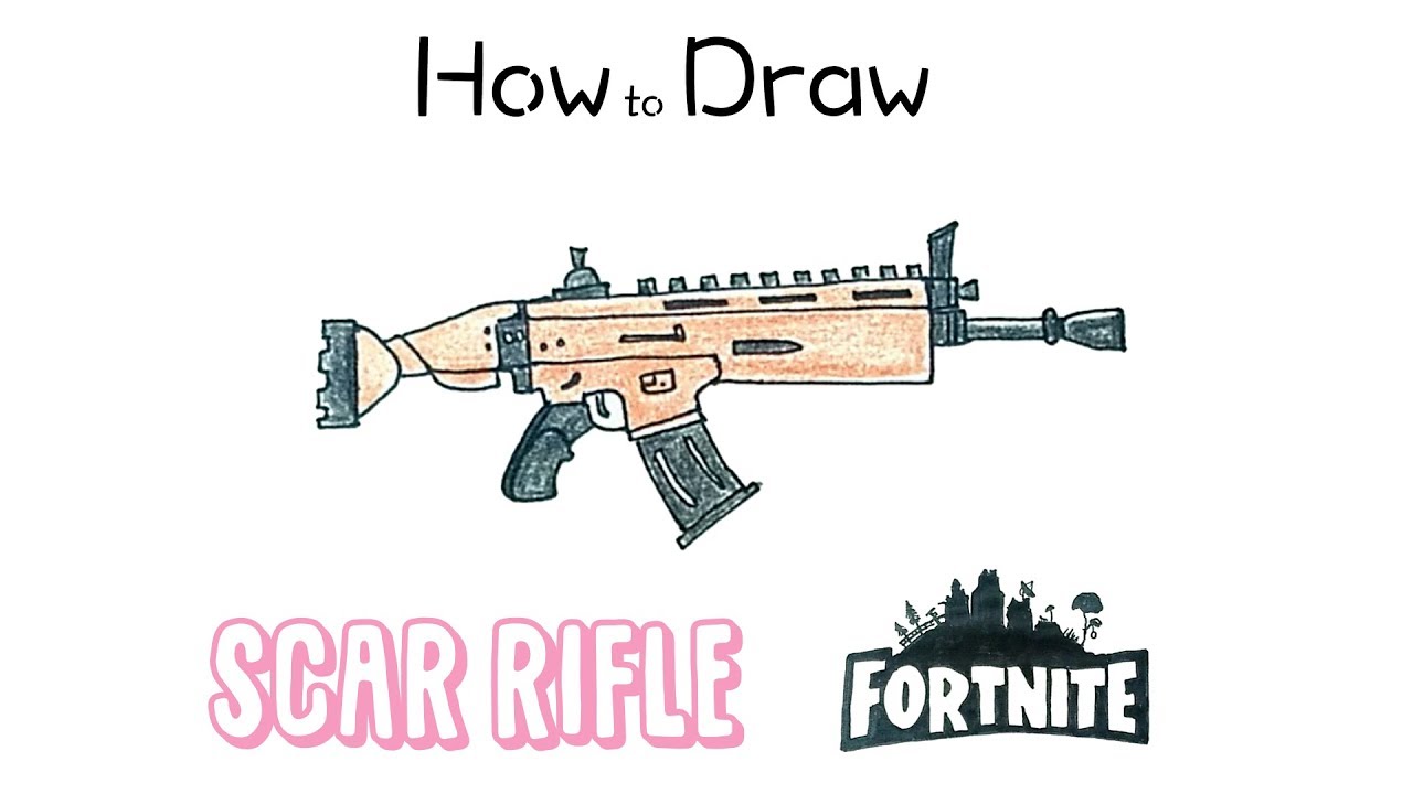 How to Draw the SCAR Rifle from Fortnite - YouTube