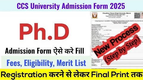 CCS University PhD Admission 2025 | How to Fill CCSU PhD Admission form 2025 | PhD Form 2025