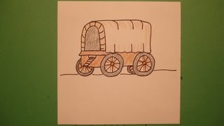 Easy to follow directions, using right brain drawing techniques, showing how to draw a covered wagon.