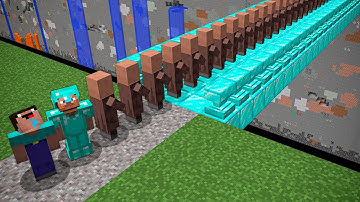 LONG VILLAGER DIAMOND QUEUE BRIDGE TO SECRET RAREST PLACE!? Minecraft NOOB vs PRO! 100% TROLLING