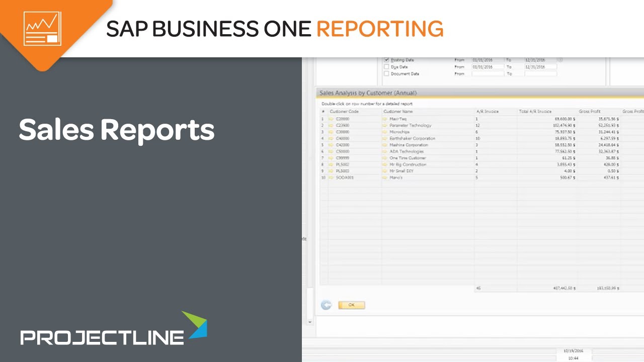 standard sales reporting in sap business one youtube
