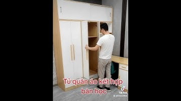 Tủ quần áo kết hợp bàn làm việc bằng gỗ MDF lõi xanh hiện đại