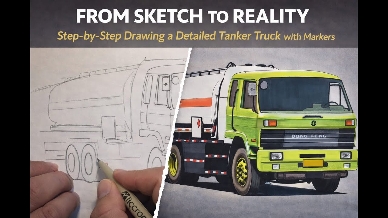 From Sketch to Reality How to Draw a Detailed Tanker Truck Step by Step