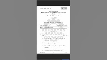 BEGE 143 || UNDERSTANDING POETRY || IGNOU PREVIOUS YEAR QUESTION PAPERS