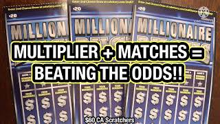 MULTIPLIER + MATCHES = BEATING THE ODDS!! $60 CA Scratchers