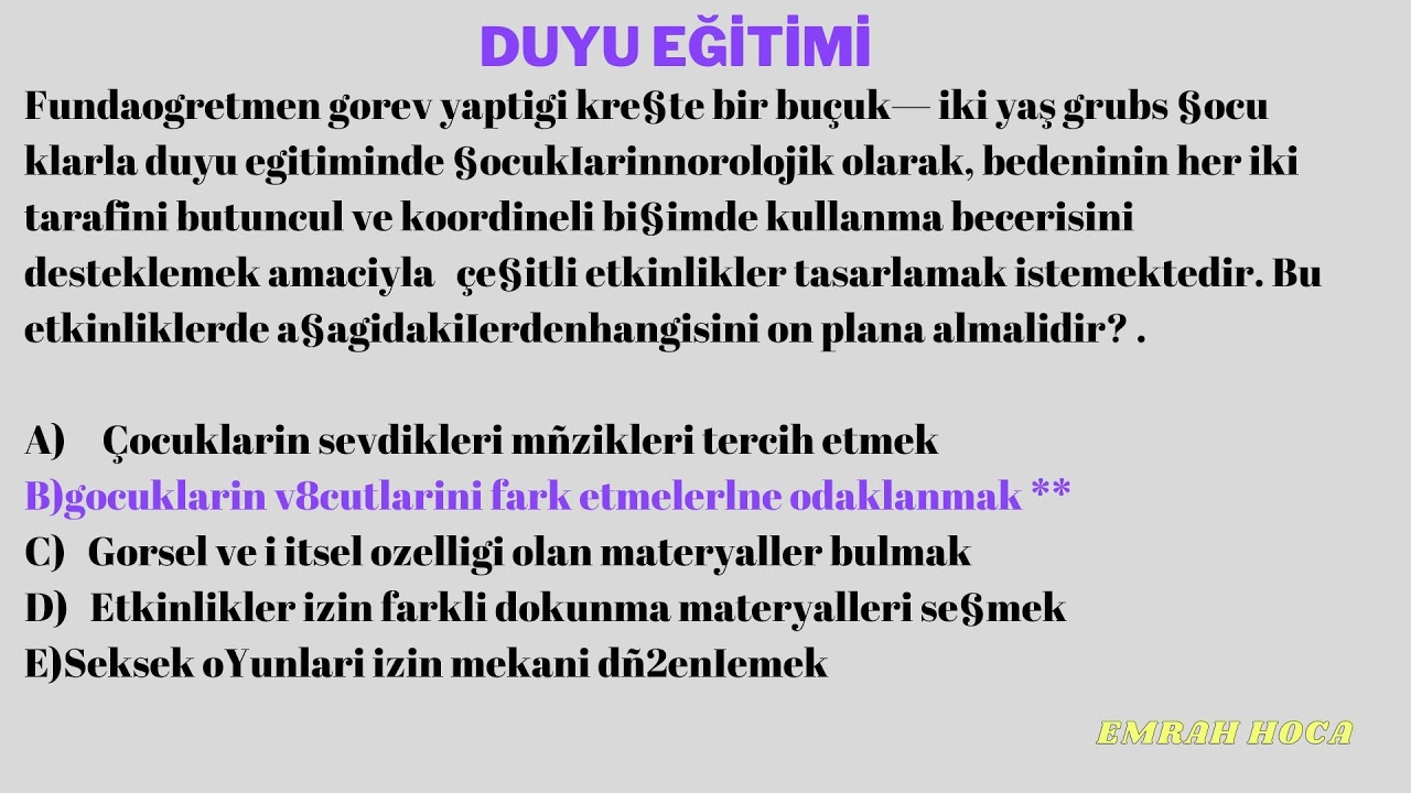 DUYU EĞİTİMİ ÜNİTE VE ÇIKMIŞ SORULAR FİNAL