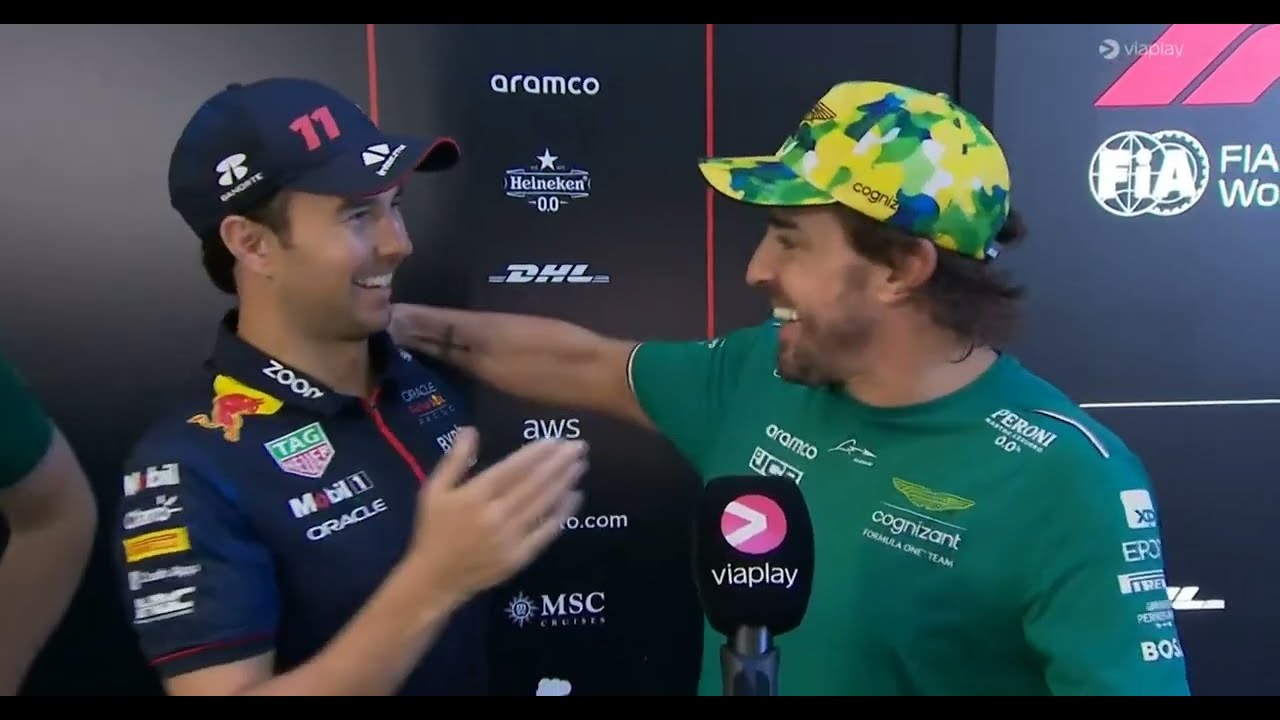 Watch: Only .053s separate Fernando Alonso and Sergio Perez as