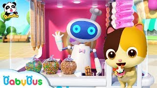 cool robot vending machine baby kitten loves ice cream kids pretend play babybus song