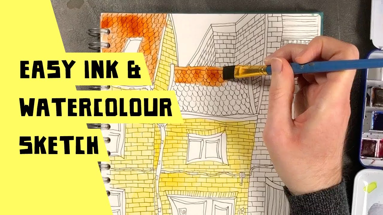 My Fun and Easy Ink and Watercolour Sketching Method For a Simple Urban ...