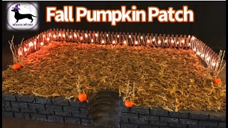 Halloween Pumpkin Patch Display! Rustic fence, lights and pumpkins for your Halloween Village!