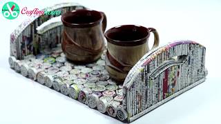 Best Out of Waste Ideas: How to Make Serving Tray with Newspaper & Cardboard | By CraftingHours Best out of waste ideas: how to make serving tray with newspaper and cardboard for tea serving, dry fruit or breakfast serving. Waste
