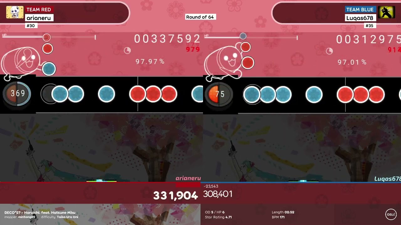 Beginners Taiko Tournament: RO64 - Arianeru vs. Luqas678 (me) (I won)