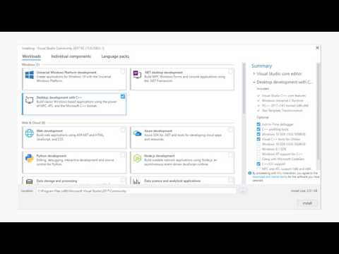 Visual Studio 2017 Launch Visual C++ and the Visual Studio Installer