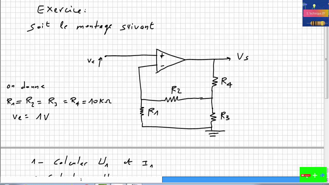 amplificateur opérationnel exercice  corrigé n°2