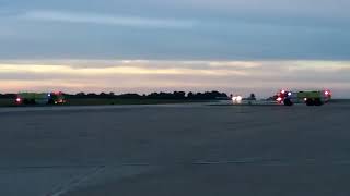 Plane Getting a Water Cannon Salute at Akron Canton Airport