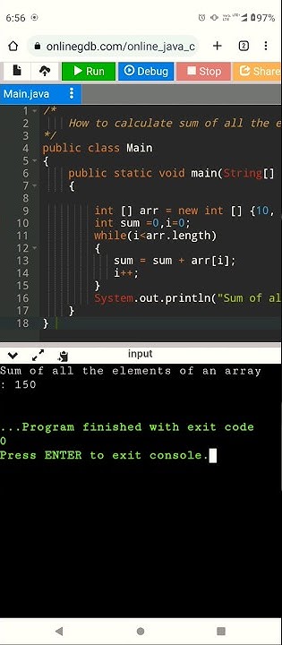 How to calculate sum of all the elements of the array in #java #coding ...