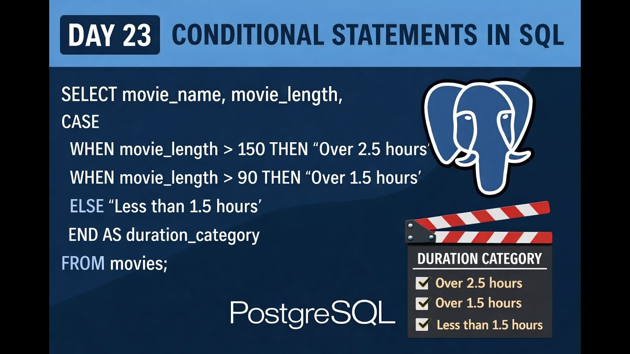 Day 23: PostgreSQL Day 23 | SQL Conditional Statement Practice in ...