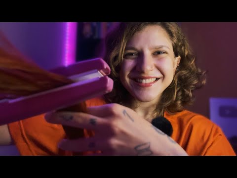ASMR CABELEIREIRA PRANCHANDO SEU CABELO 💕✨