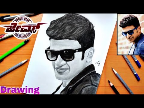 puneeth-rajkumar-|-james-movie-pencil-sketch-drawing-|-yuvaratna-sourav-joshi-arts-kurukshetra