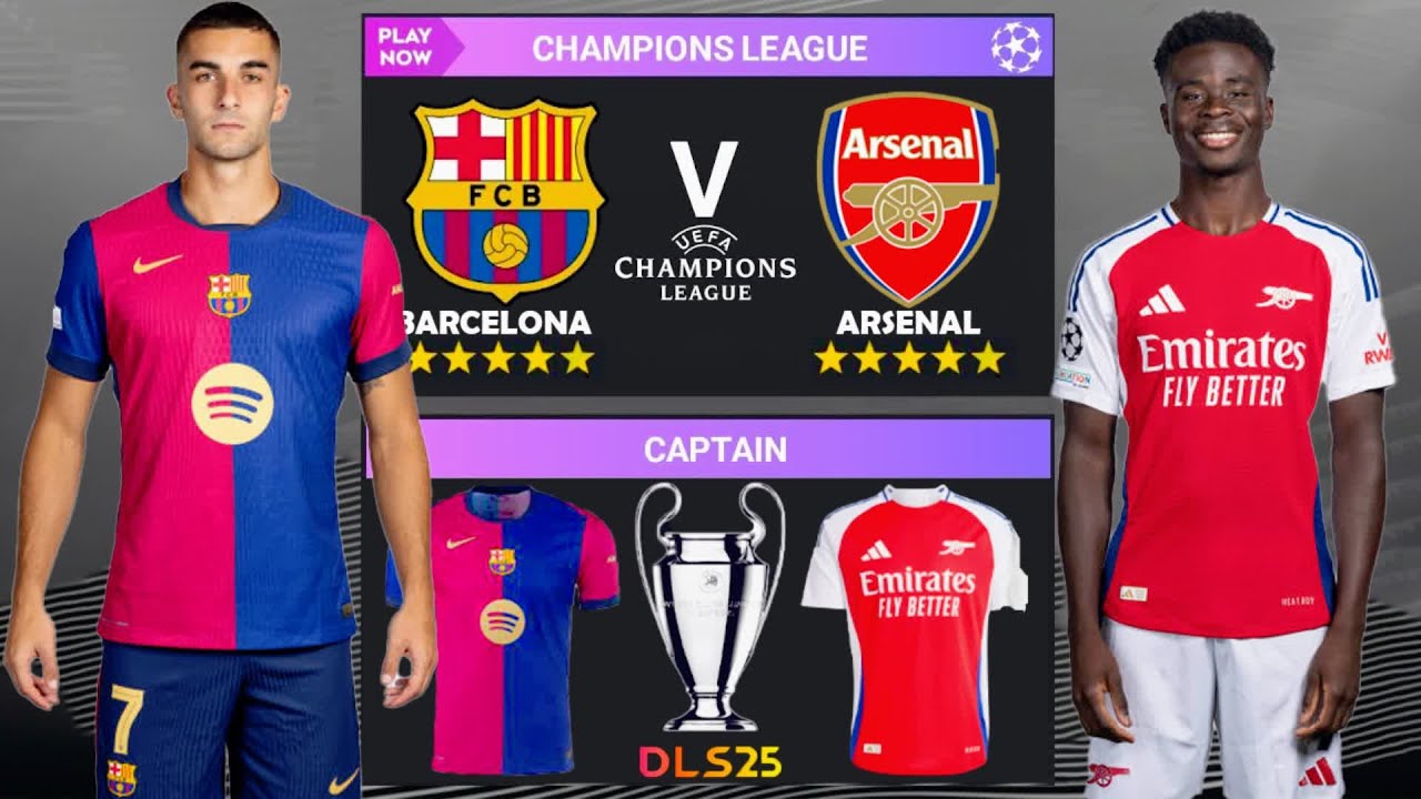 DLS 25 | Barcelona VS Arsenal | UCL🏆 | Dream League Soccer 2025 Gameplay🎮🔥