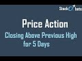 Price Action Strategy Closing above Previous High for 5 Days