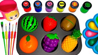 Satisfying Video | How to Make Rainbow PlayDoh Plastic Fruits in Magic Pan From Paints Cutting ASMR