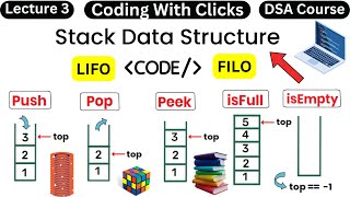Stack in Data structure | Data Structures and Algorithms | DSA Full Course | Coding With Clicks