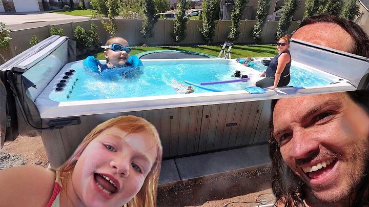big BACKYARD pool spa hot tub THING!!  Adley & Nik...