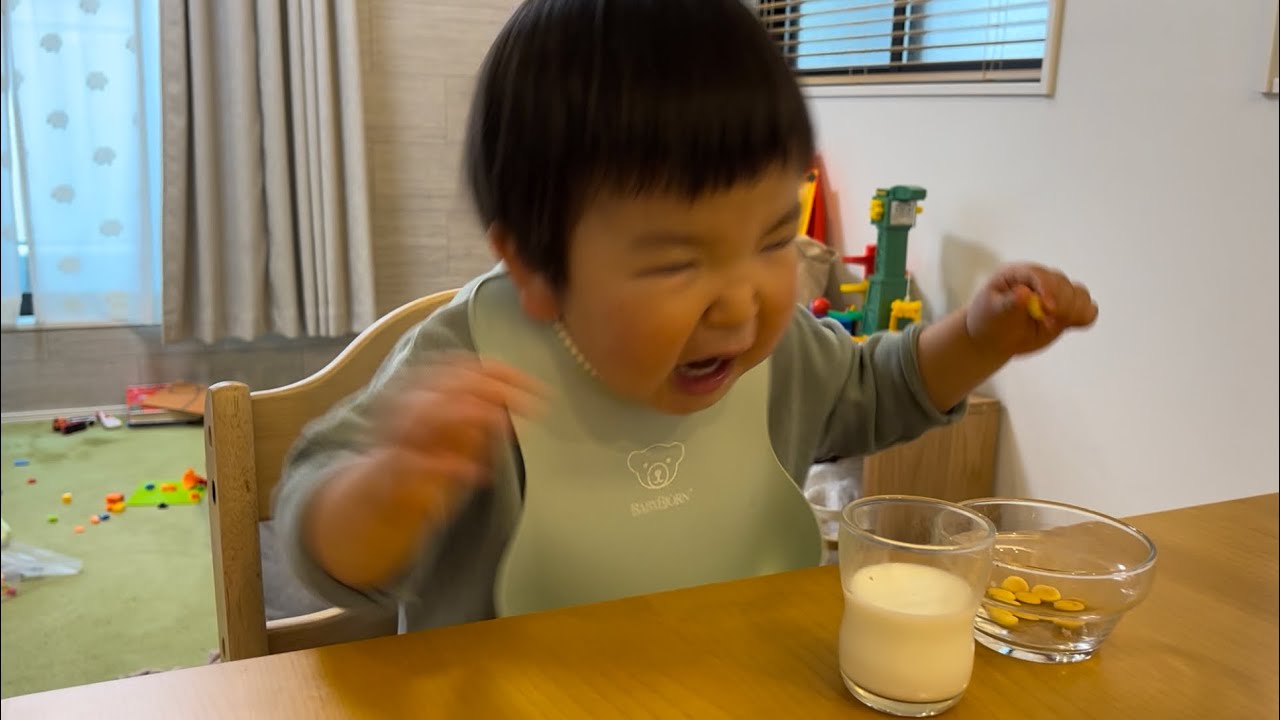 【2歳５ヶ月】興奮！？ボーロと台湾パイナップルを食べる［2 years and 5 months old] Excitement Eating Bolo and Taiwanese Pineapple