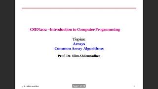 CSEN202 Lecture 9