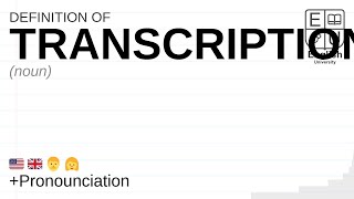 TRANSCRIPTION meaning, definition & pronunciation | What is TRANSCRIPTION? | How to say TRANSCRIPTI