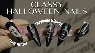 EASY BEGINNER FRIENDLY NAIL ART | Halloween Nail Art 2023 | Classy Glitter Spooky Nails by BaddLilThingz Nails 1,573 views 8 months ago 6 minutes, 14 seconds