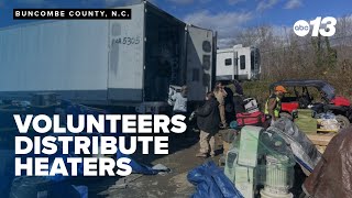 Volunteers distribute heaters as freezing temps threaten Buncombe unsheltered people