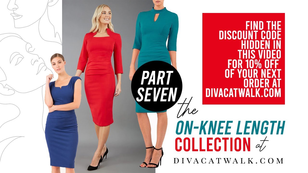 Knee-Length Dresses - Part 7: Knee-Length Pencil Dresses, Knee-Length Swing Dresses.