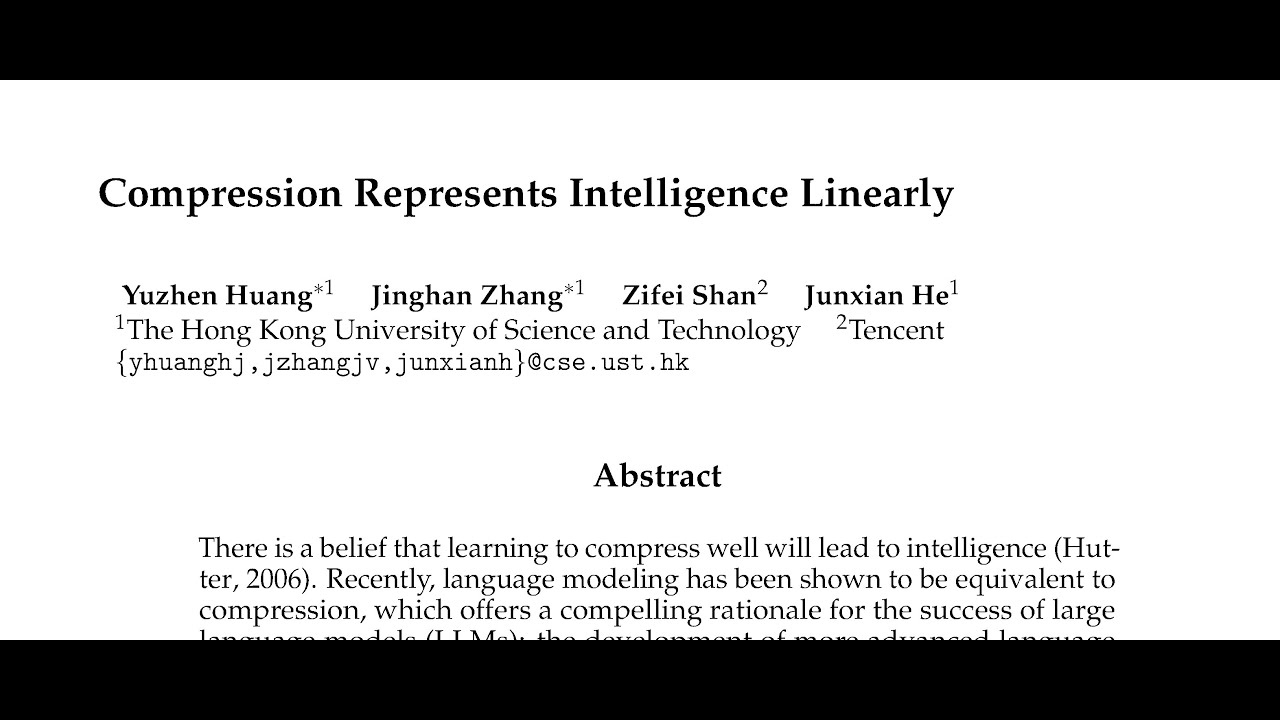 [QA] Compression Represents Intelligence Linearly - YouTube