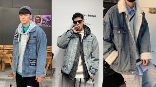 11 LOOKS! How to style Denim jacket?👖 Denim jacket outfits ideas , Korean  Mens Fashion 