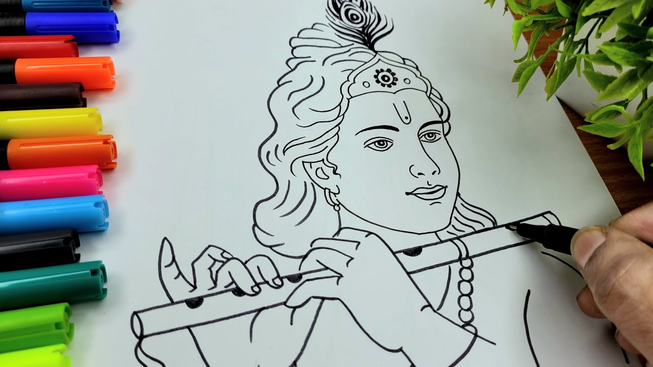 How to Draw Lord Krishna Step By step || Simple pencil drawing of ...