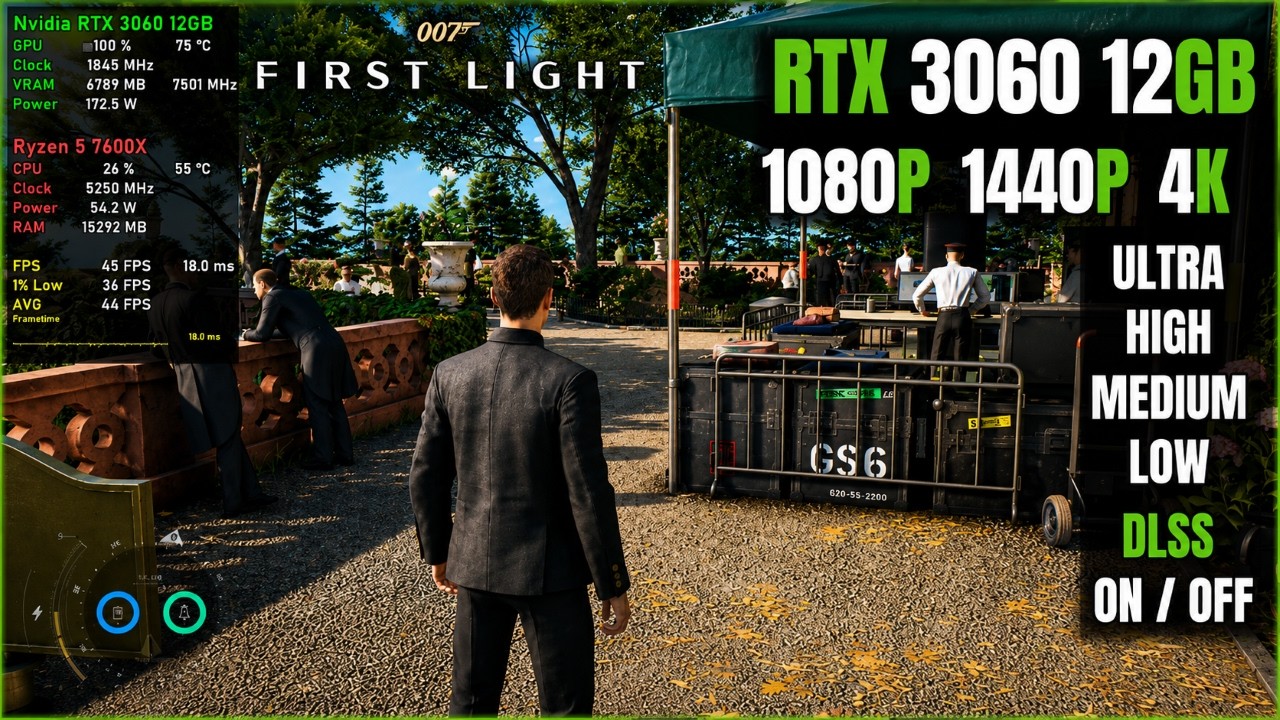 RTX 3060 12GB 007 First Light Gameplay Test | 1080P | 1440P | 4K