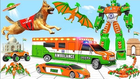 Flying Ambulance Transforms in Dog Robot to Rescue City In Car Robot Game. Android/ios - Gameplay