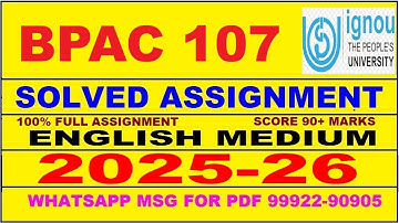 BPAC 107 solved assignment 2025-26 in English || bpac 107 solved assignment 2026 || bpac107 2025-26