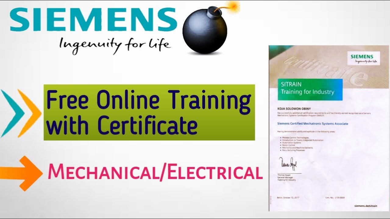 SIEMENS FREE TRAINING WITH CERTIFICATE Free Mechanical/Electrical