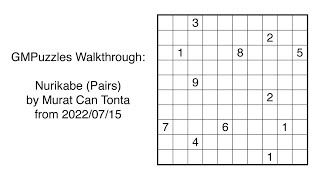 GMPuzzles - 2022/07/15 - Nurikabe (Pairs) by Murat Can Tonta