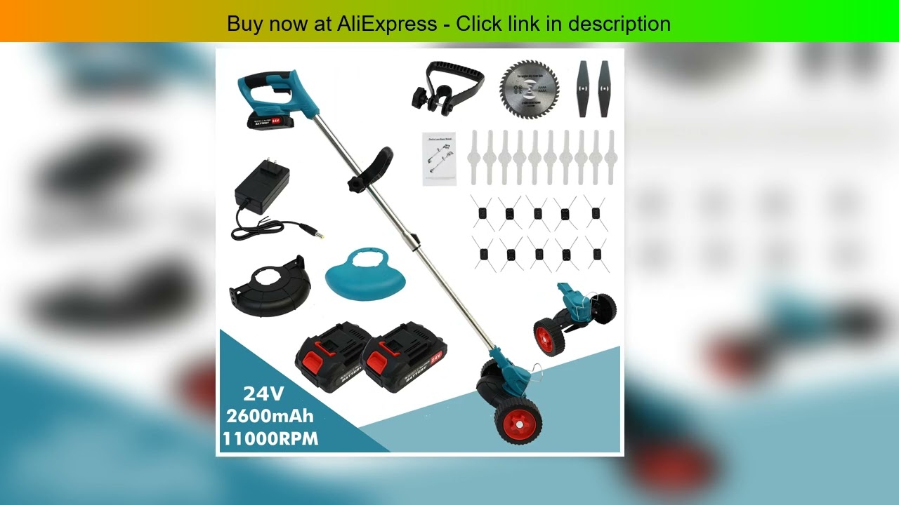 Grass Trimmer Cordless Weed 3-in-1 21V Portable Electric Brush Cutter 2 Batteries & Charger 2600mAh