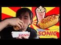 Sonic Bacon Double Cheddar Croissant Dog &amp; Waffleberry Brownie Blast-The Food Review-ep.53