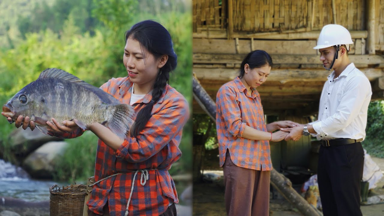 Single Mother Life in the Forest : Catching Fresh Fish and Cooking by ...