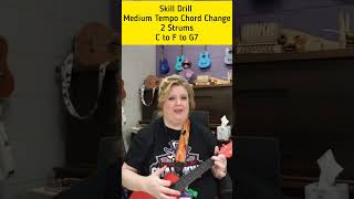 Skill Drill Medium Tempo Chord Change 2 Strums C to F to G7 ukulele uke music practice